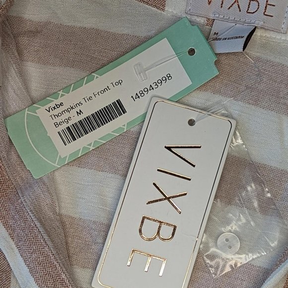 Vixbe Beige Thompkins Tie Front Top NWT - Picture 3 of 5